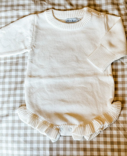 Long Sleeve Knit Baby Ruffle Romper